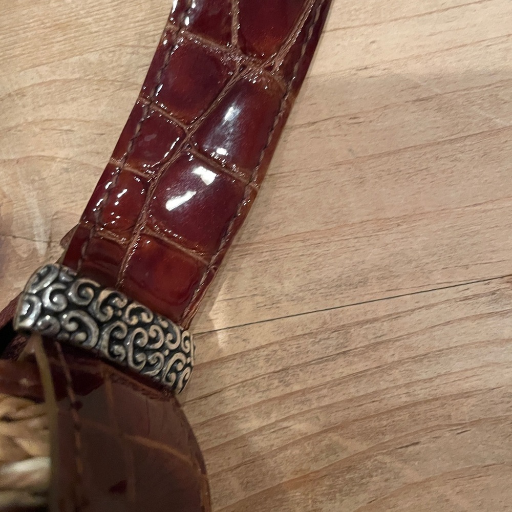 Brighton Crocodile Strap & Pocket animal silk lined silver accents Purse Bag EUC - Picture 14 of 16